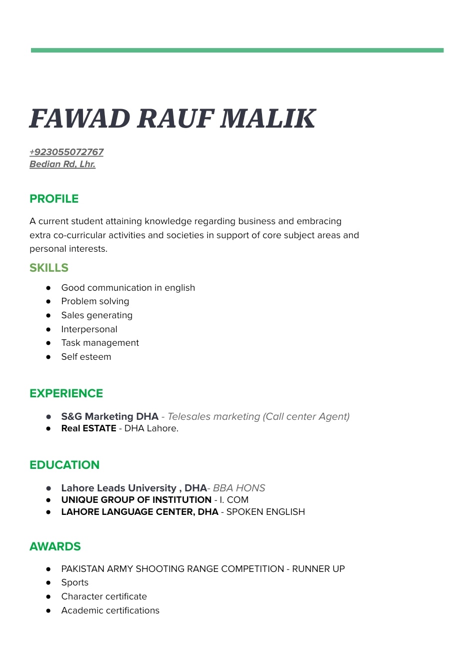 FAWAD RAUF MALIK