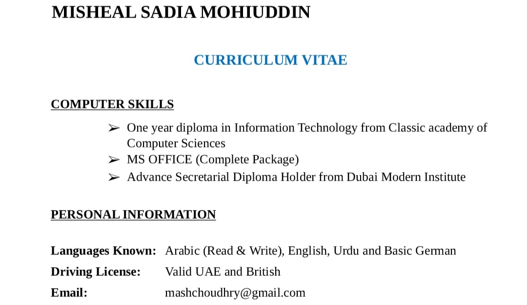 Masheal SADIA Mohiuddin